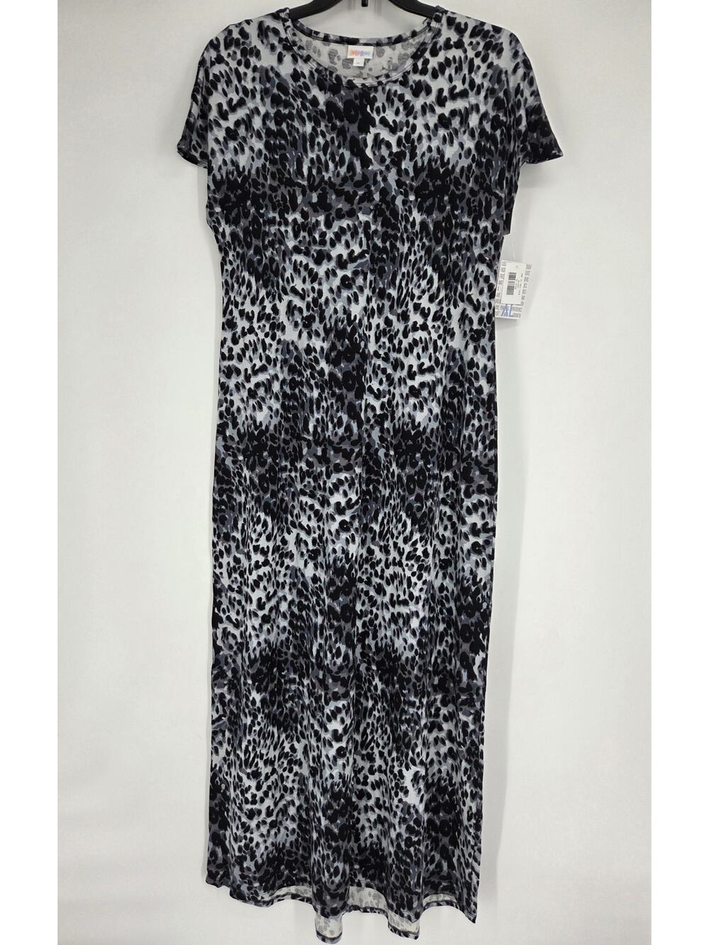 LuLaRoe Maria Black Gray Animal Print Summer Cotton Modal Maxi Dress NEW Size XL